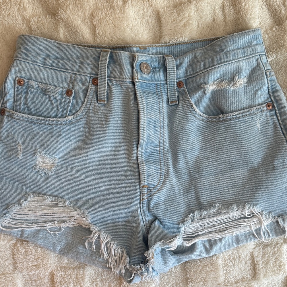 Levi's Light Blue Distressed Jean Shorts